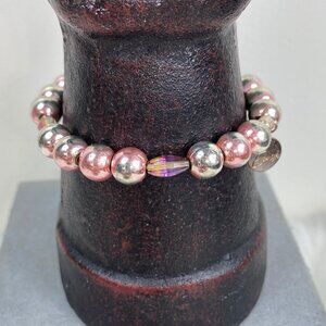 Erimish Pink Bead Stretch Bracelet 7"